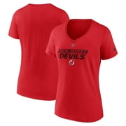Women's Fanatics Red New Jersey Devils Authentic Pro Core Primary V-Neck T-Shirt